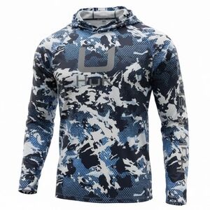 Huk Men's L Icon KC Printed Hoodie Long Sleeve Performance Fishing Shirt Camo